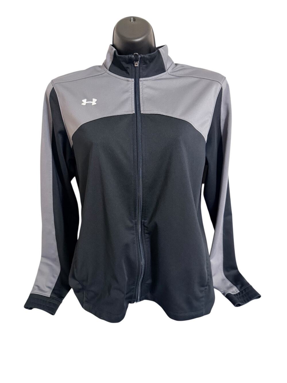 Under Armour Women’s Size Medium Warm Up Jacket Black Gray Full Zip